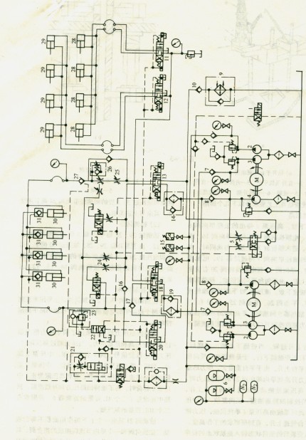 鉆井平臺(tái)單樁升降液壓系統(tǒng)原理圖